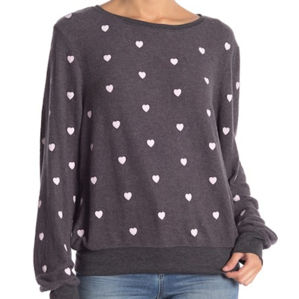 Wildfox Pink Hearts Soft Sweater Pullover - Picture 1 of 6